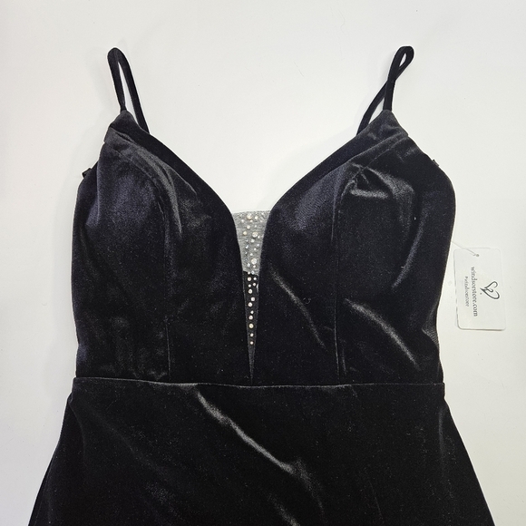 NEW Windsor Ramona Black Rhinestone Detail Velvet Mesh Formal Dress Gown 5 - Picture 2 of 7